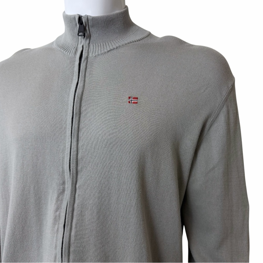 Napapijri Balis Grey Full Zip Sweatshirt Mock Neck Knit Cardigan Jacket Mens XL